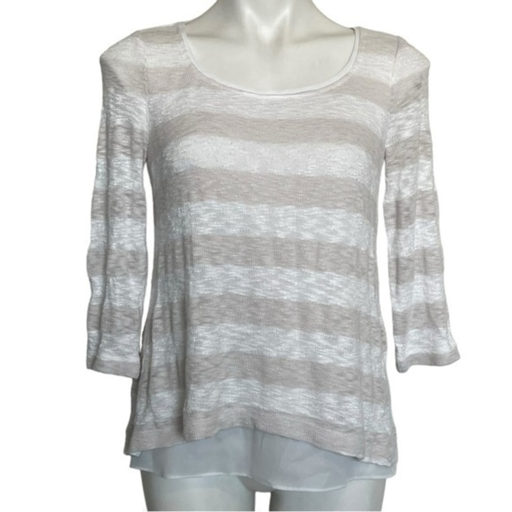 White House Black Market Knit Top Women’s XS | Taupe, White